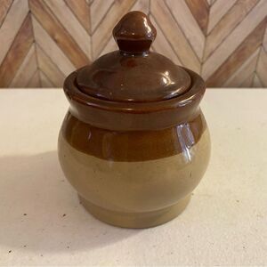 Vintage Small Brown Jar with Lid - Made in Taiwan [Item 722]